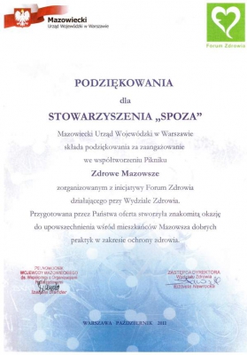 Wojewódzki Urząd Mazowiecki - podziękowania